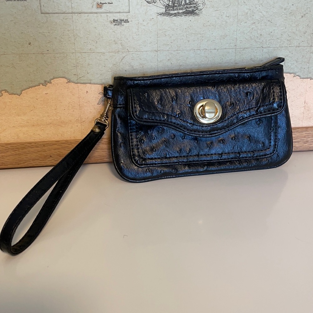 Black Leather Wristlet